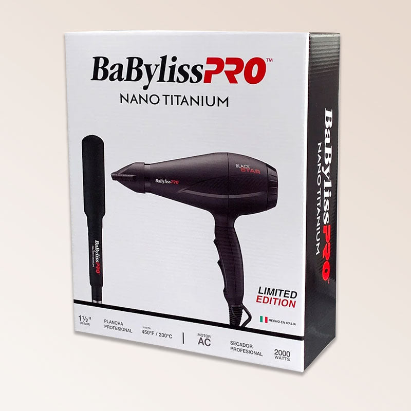 Kit Babyliss BLACK PLANCHA 9559 1½" + Secador Profesional BLACK STAR