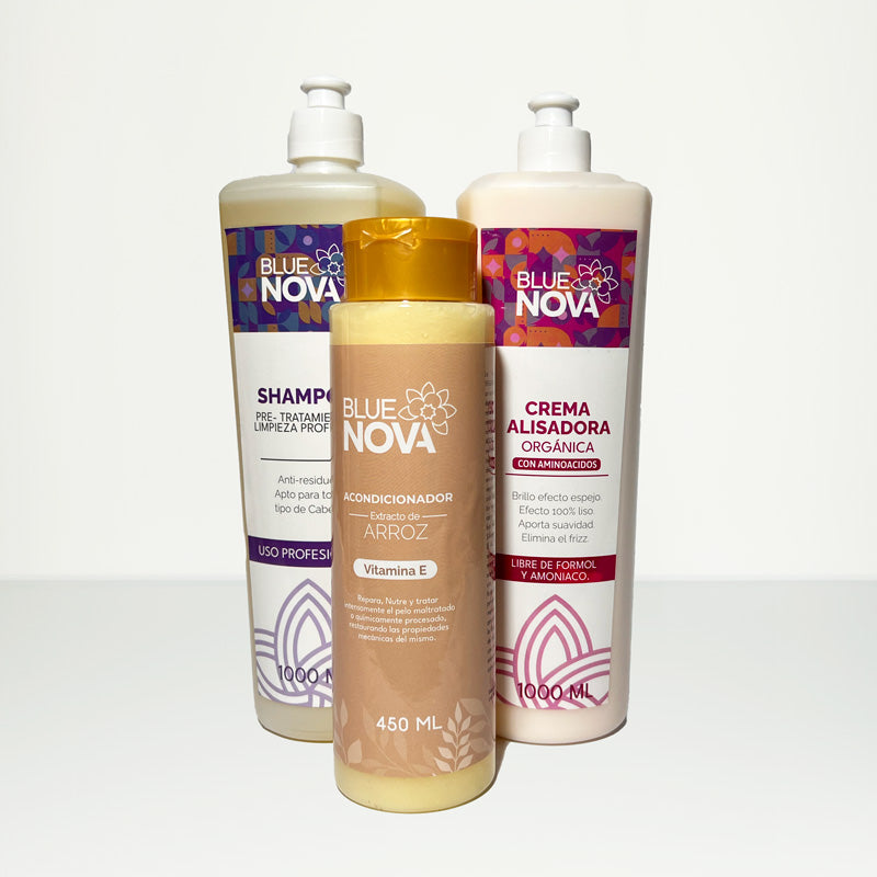 Kit x 3 Shampoo Pretratamiento 1000 ML + Crema Alisadora 1000 ML + Acondicionador de Arroz 450 ML